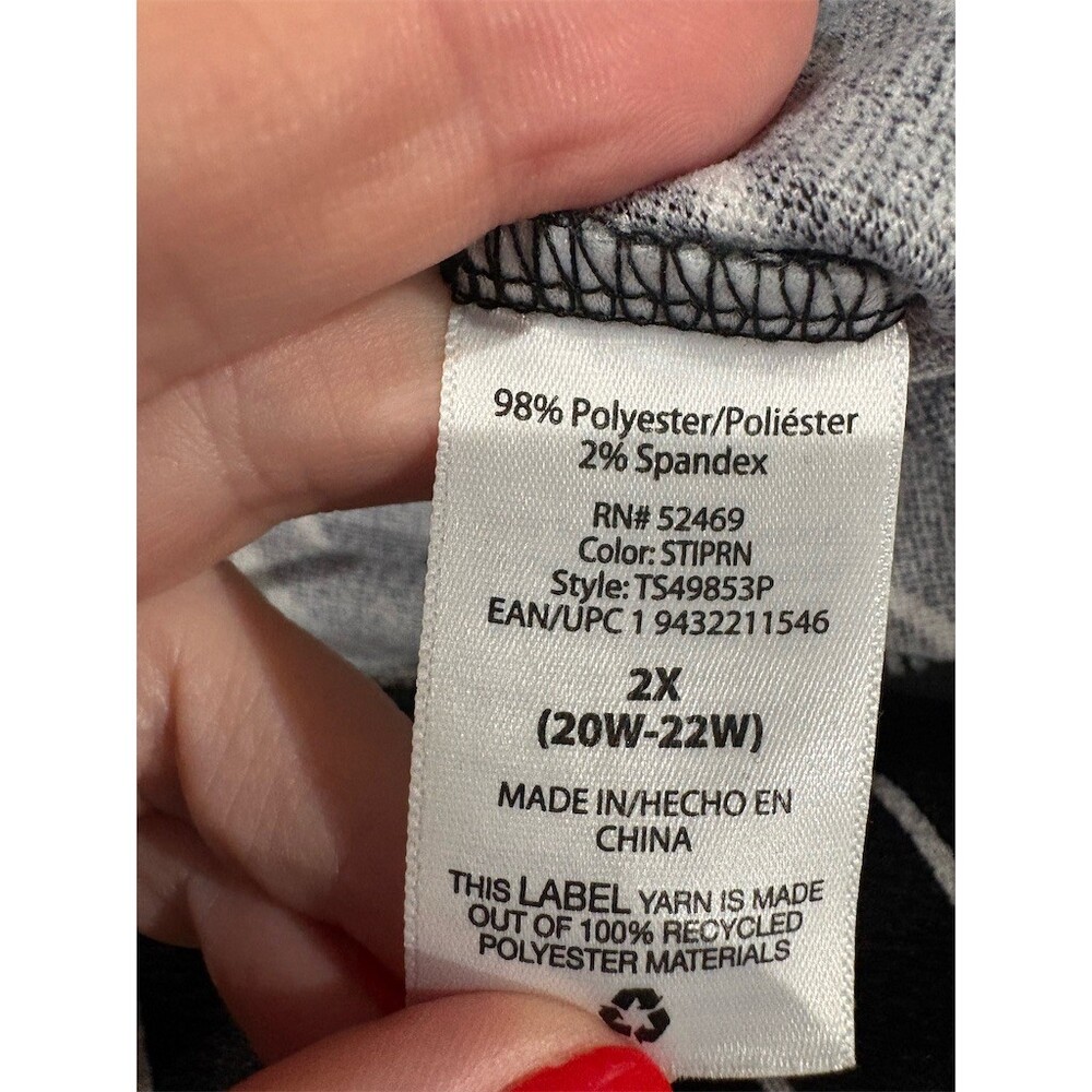 Terra & Sky Pants Womens Plus 2XL Black White Pinstripe Straight Pull-On - Picture 10 of 11